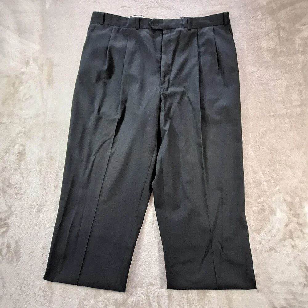 Lauren Ralph Lauren 2 Piece Suit Mens 46L Charcoal Pleated Pants Made Canada